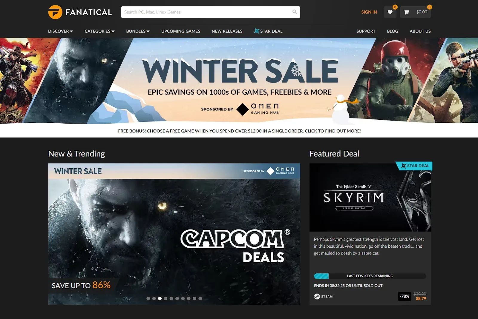 Fanatical authorized game reseller storefront showing PC game bundles and Star Deals
