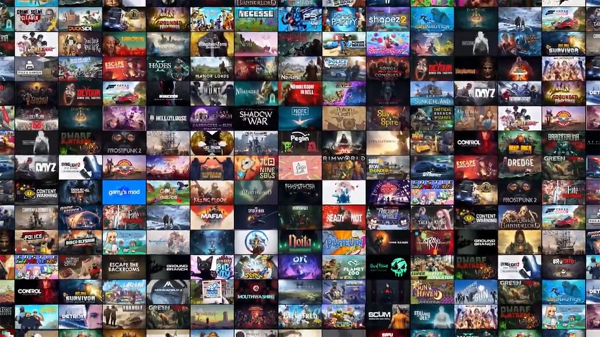 Steam PC gaming library showing massive digital game collection across multiple genres