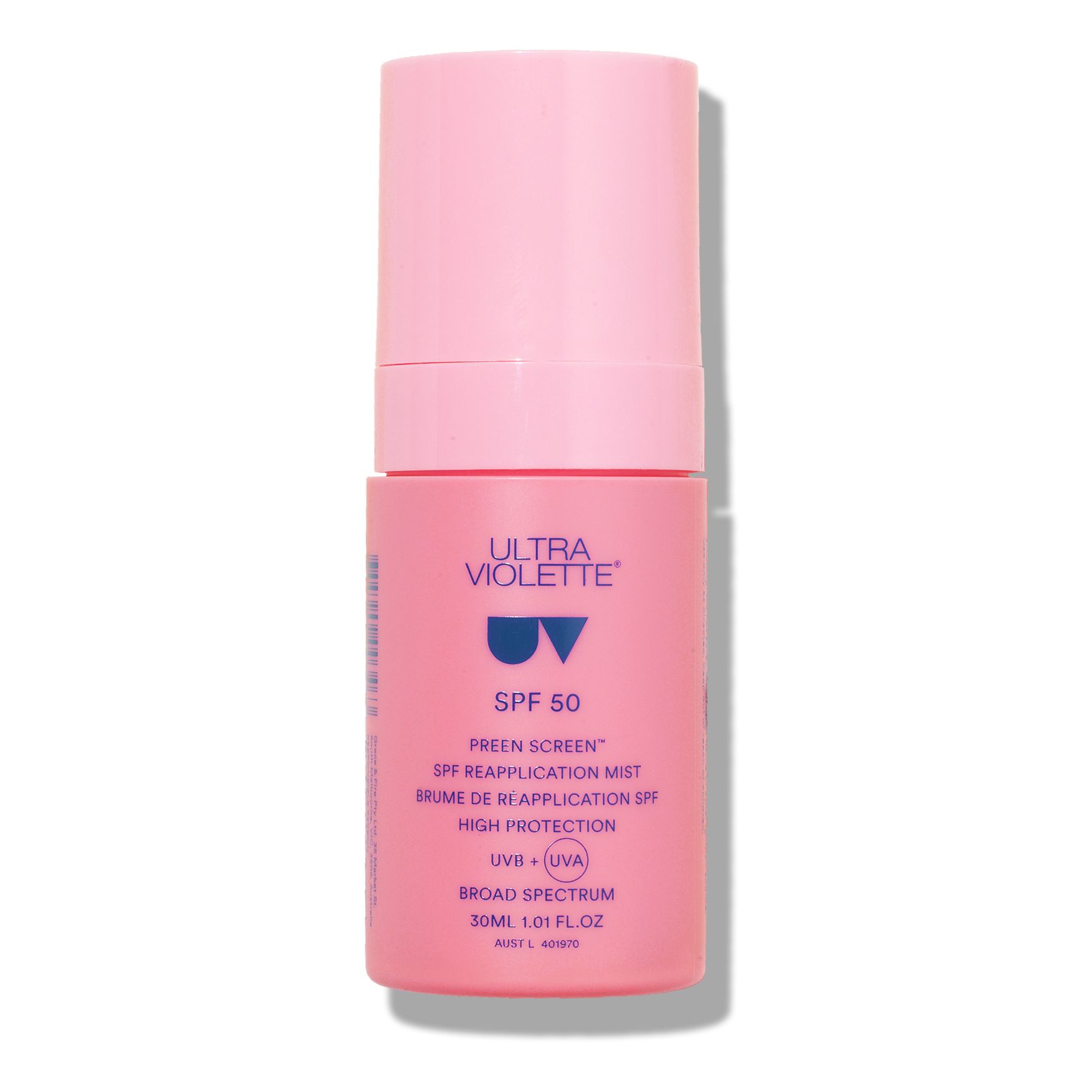 Ultra Violette Preen Screen SPF50 Reapplication Mist Skinscreen luxury sunscreen bottle