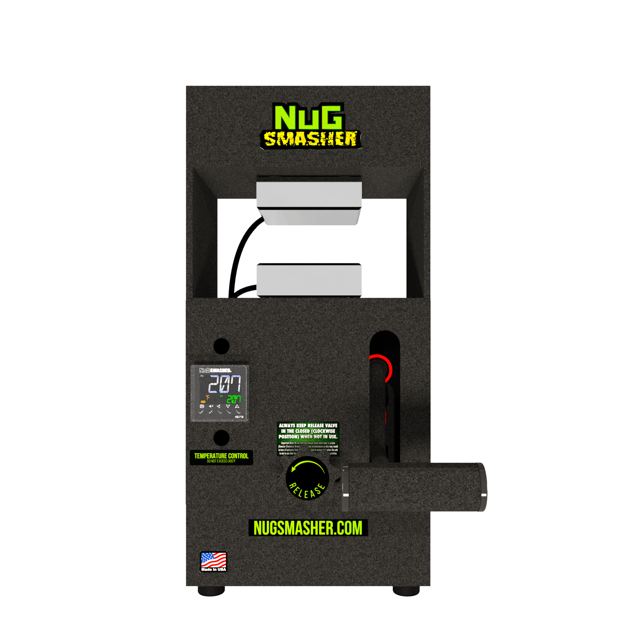 NugSmasher OG premium rosin press machine known for lifetime warranty and US-based customer support