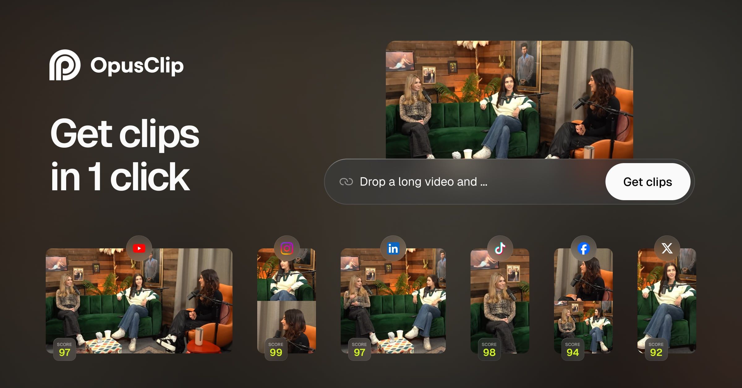 Syllaby Top Alternatives and Competitors Unfiltered Comparison 2026: Hidden Costs, Security Risks, and Workflow Truths -Opus Clip AI video clipping tool dashboard showing long form to short form video repurposing workflow-couponsscout.com