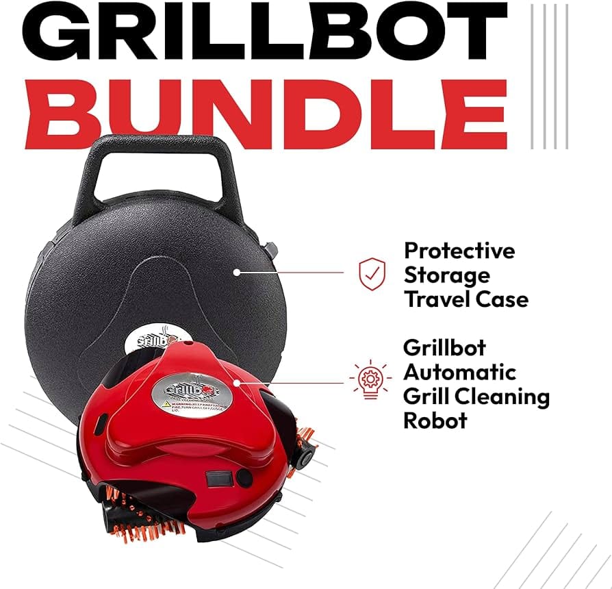 Automatic robotic grill cleaning device with motorized brushes on outdoor barbecue grates