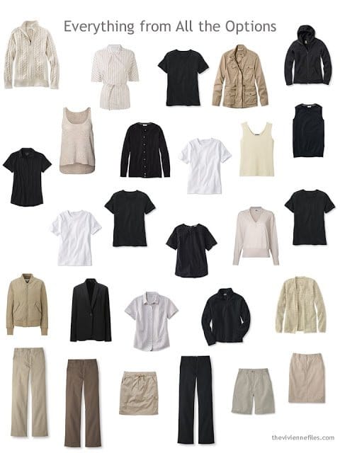 Neutral minimalist capsule wardrobe with beige and white tones for slow fashion shoppers
