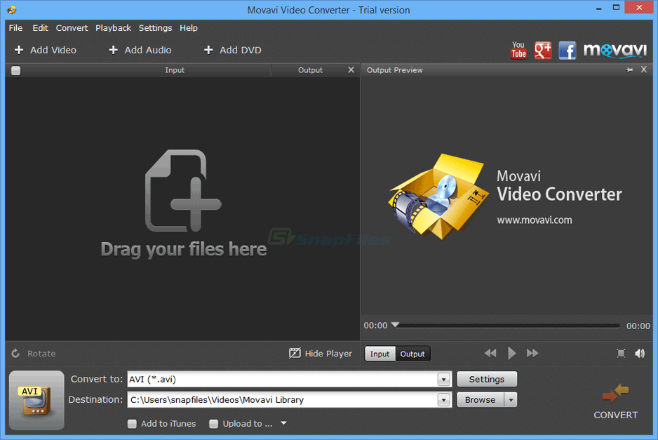 Movavi Video Converter interface displaying intuitive drag and drop format conversion workflow for beginners