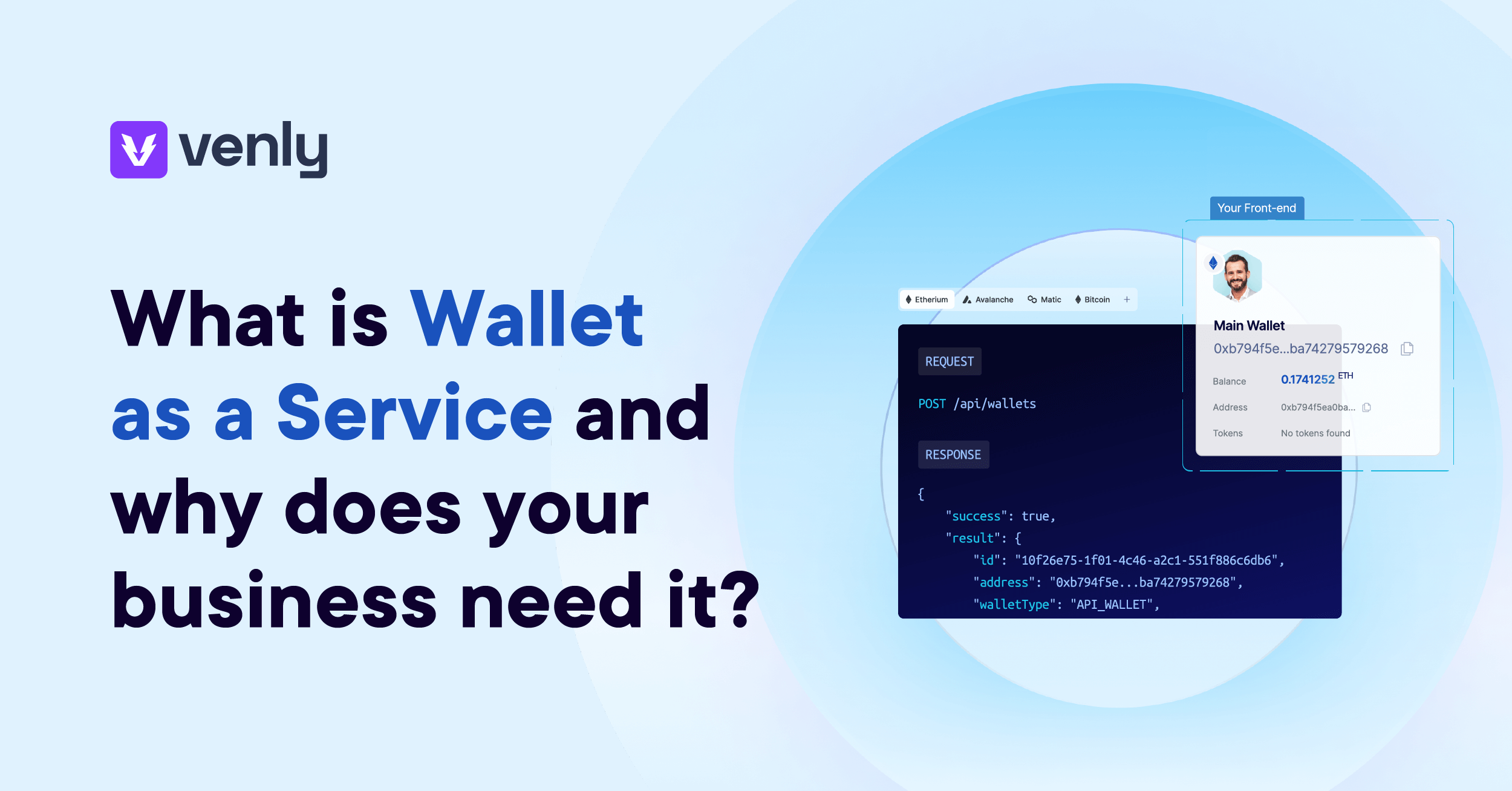 Venly Wallet-as-a-Service platform overview showing Web3 onboarding for enterprise developers