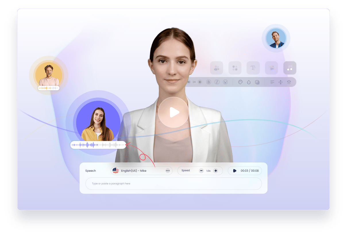 Vidnoz AI video generator homepage interface showing avatar selection and text-to-video creation tools