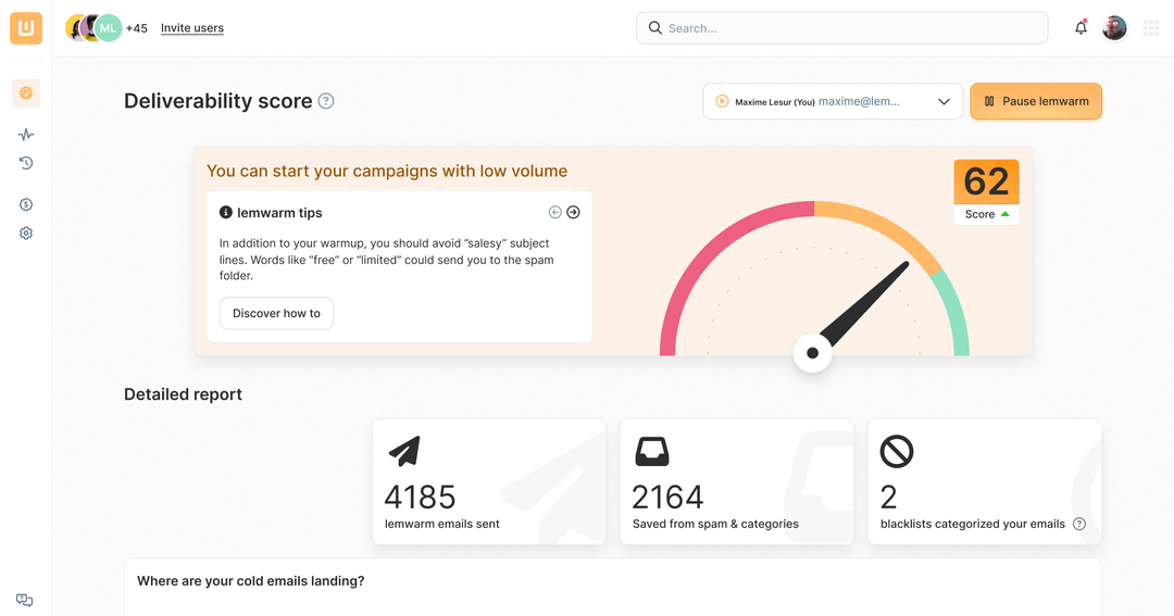 Warmupinbox Top Alternatives and Competitors: Instantly vs. Smartlead vs. Lemwarm – 2026 Devil's Advocate Review -Lemwarm email warm-up tool interface showing deliverability booster dashboard and inbox warming metrics-couponsscout.com