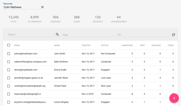 Mailshake sales engagement software platform showing cold email outreach campaign builder interface