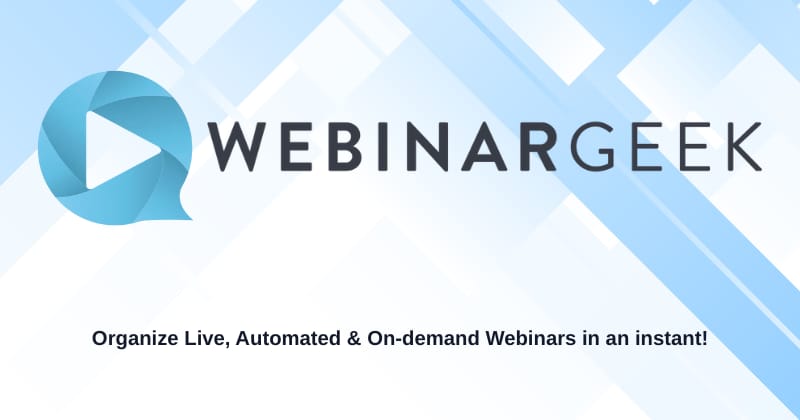 WebinarGeek webinar platform overview showing marketing automation and live broadcasting features for 2026