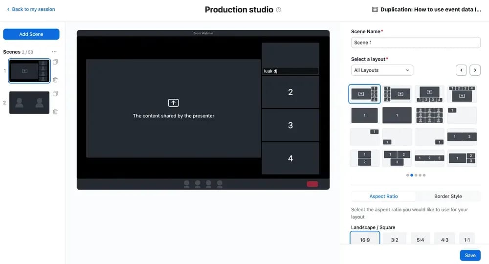 Zoom Webinars dashboard comparison showing host controls panel and attendee management features