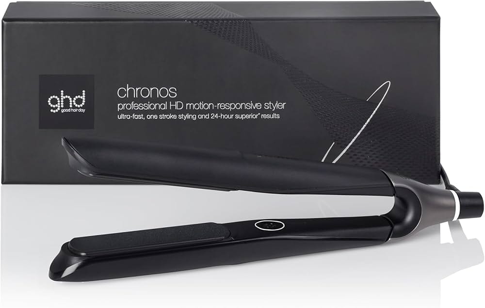 ghd Chronos 1 inch smart flat iron with HD motion responsive technology in black