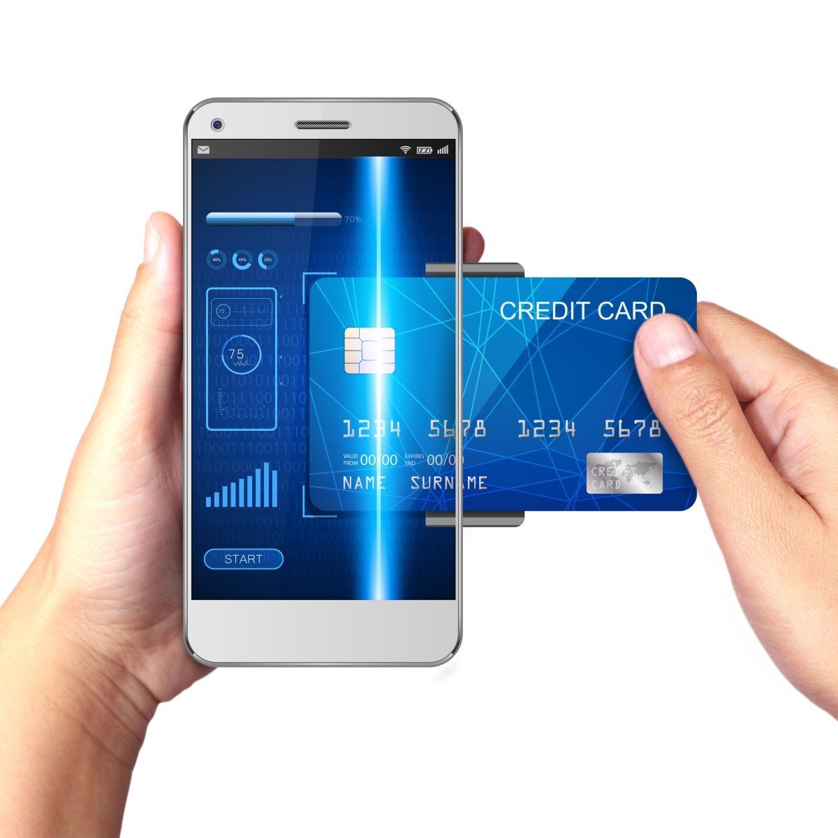 Virtual credit card concept showing secure temporary payment cards on mobile device for online subscription protection