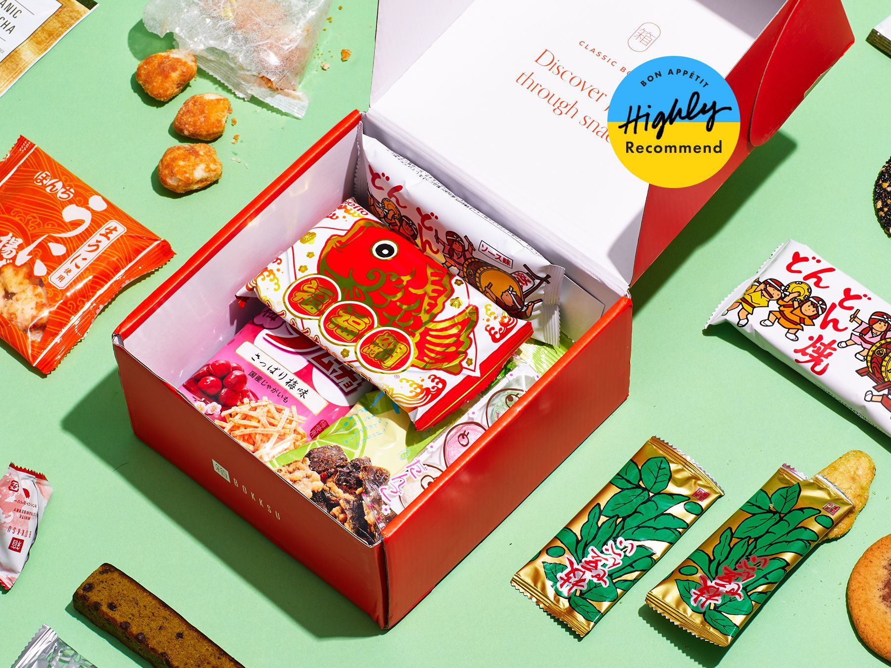 Bokksu Japanese snack subscription box opened showing authentic curated snacks and cultural guide