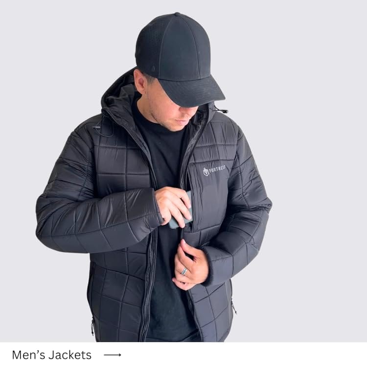 Fortress Clothing Classic Jacket black insulated winter coat with AERIS technology front view