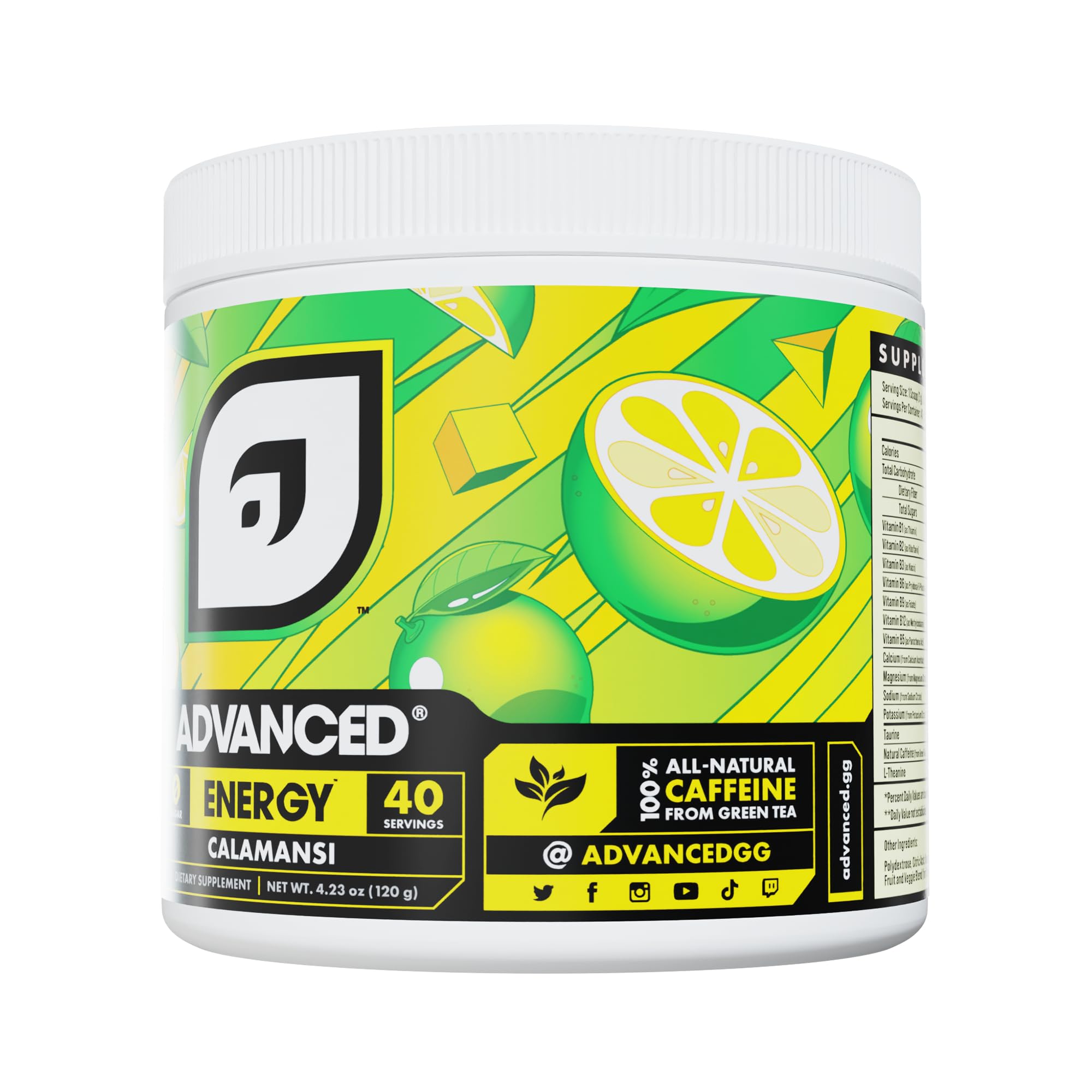 Advanced gg energy boosting formula with electrolytes and L-Theanine sugar free tub
