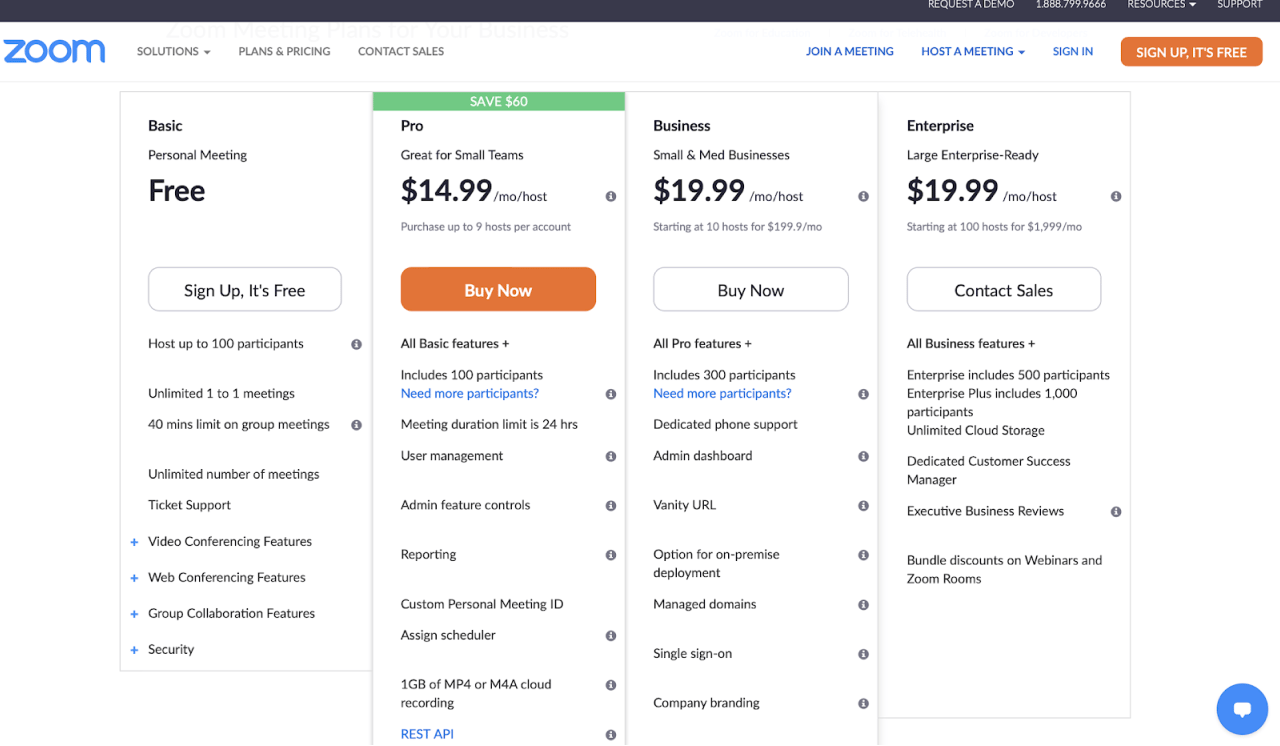 SaaS pricing tier comparison chart showing Starter Pro and Business plans with monthly costs