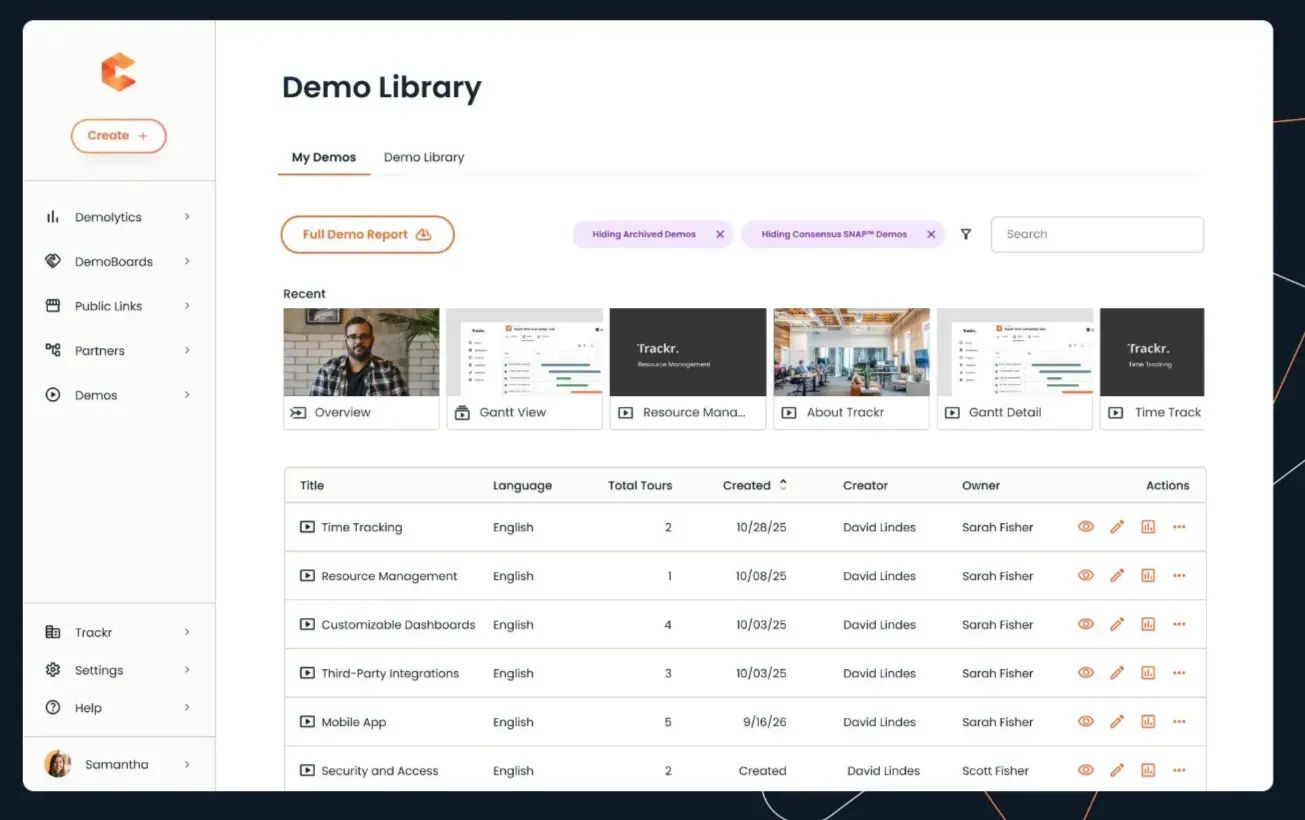 Walnut.io interactive demo platform interface designed for sales team speed and personalization