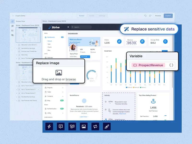 Reprise enterprise interactive demo platform interface for pixel-perfect product clones at scale
