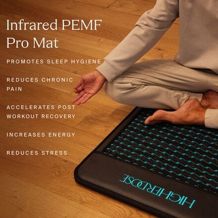 HigherDOSE Infrared PEMF Mat shown rolled and ready for at-home recovery sessions