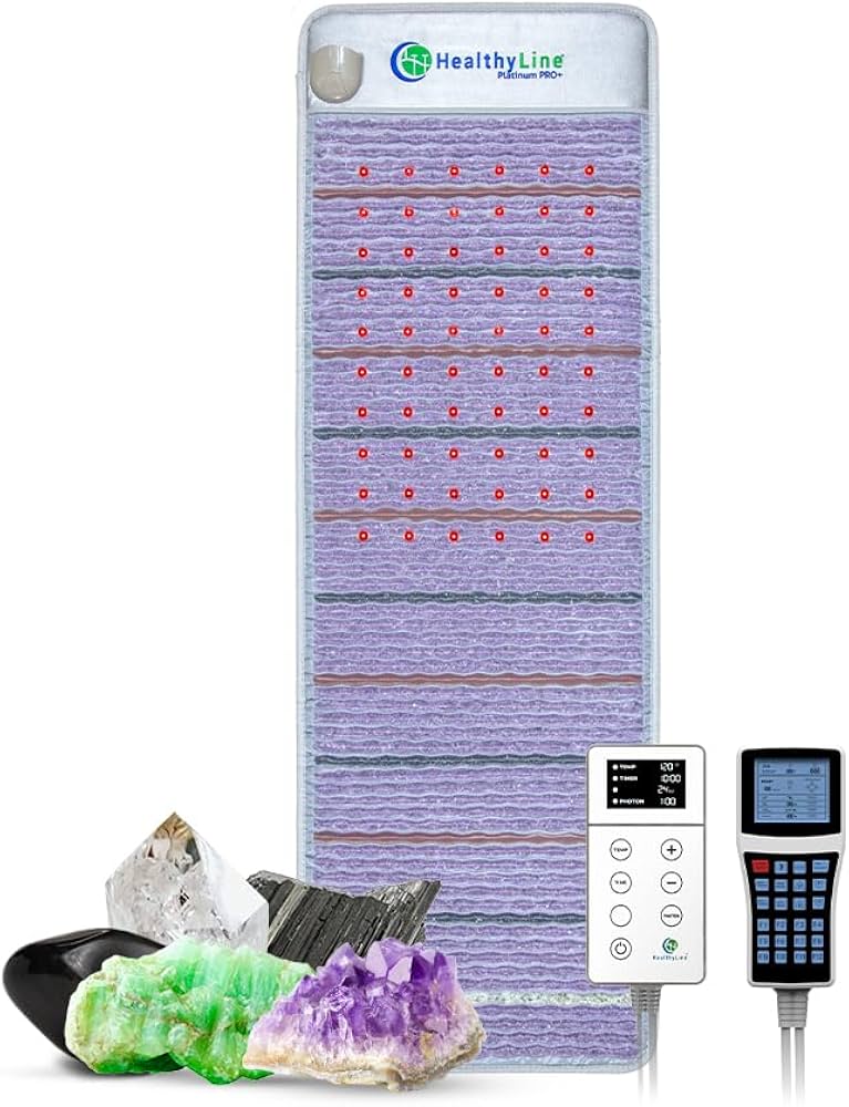 HealthyLine Platinum far infrared heating pad with natural crystal gemstones and photon lights