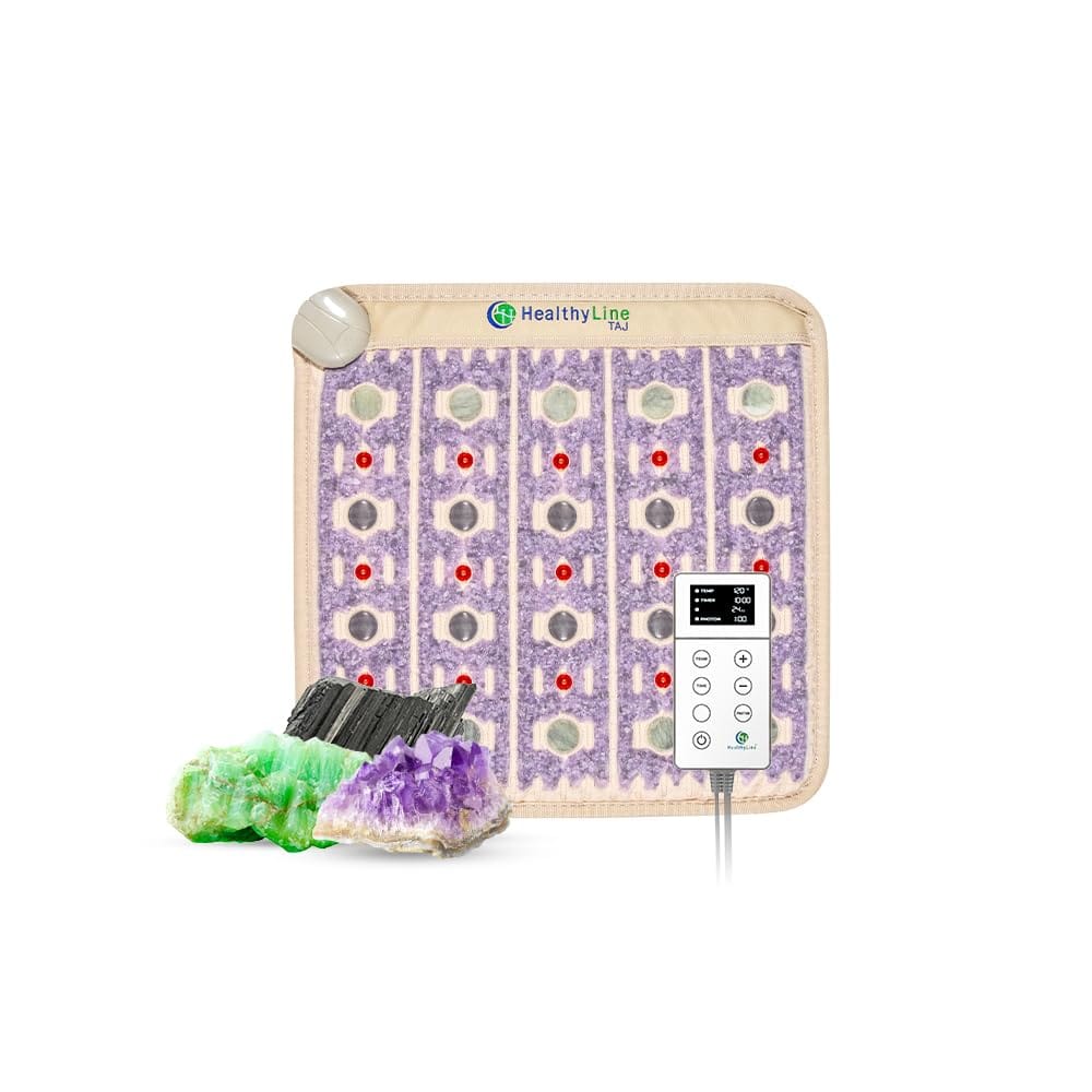 Healthyline TAJ Mat with amethyst tourmaline jade gemstones for infrared PEMF therapy at home