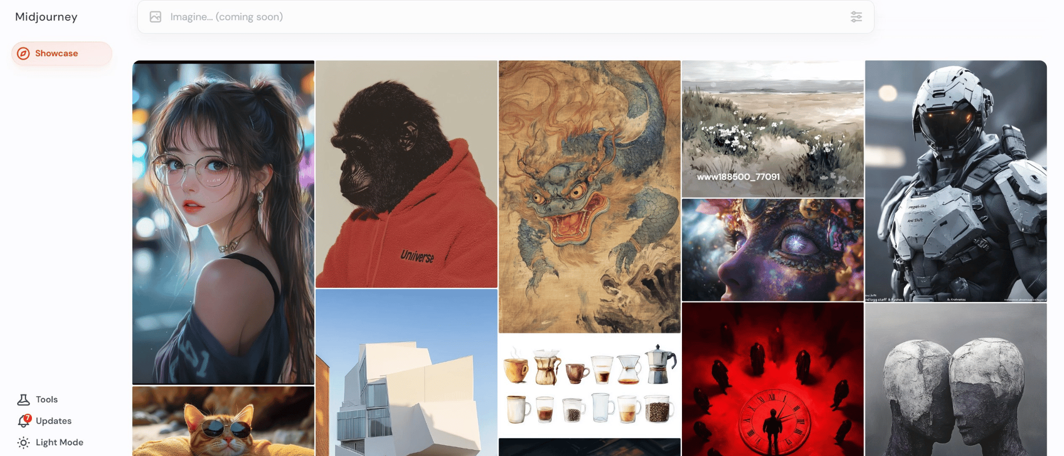 Midjourney AI image generator showcasing photorealistic art output and creative prompts