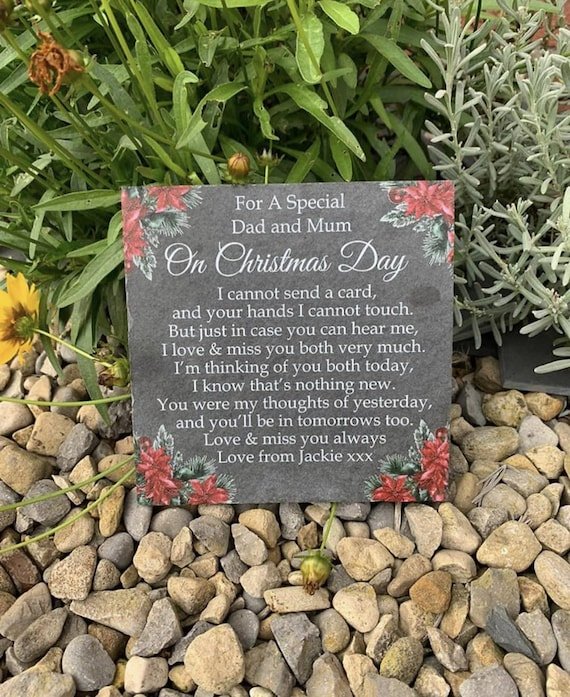 Personalised natural slate memorial grave marker garden plaque tribute in loving memory