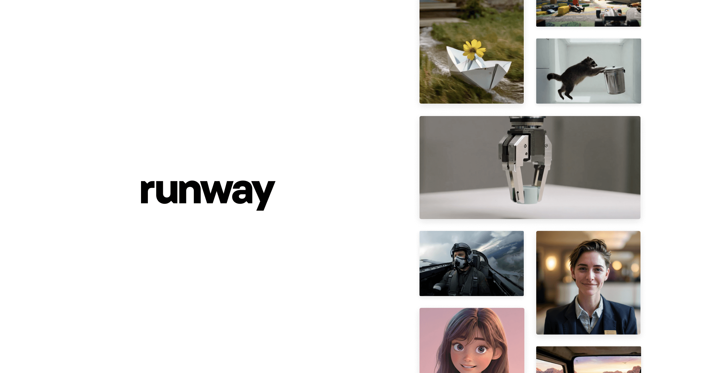 RunwayML generative AI platform showing world simulation and text-to-video model capabilities
