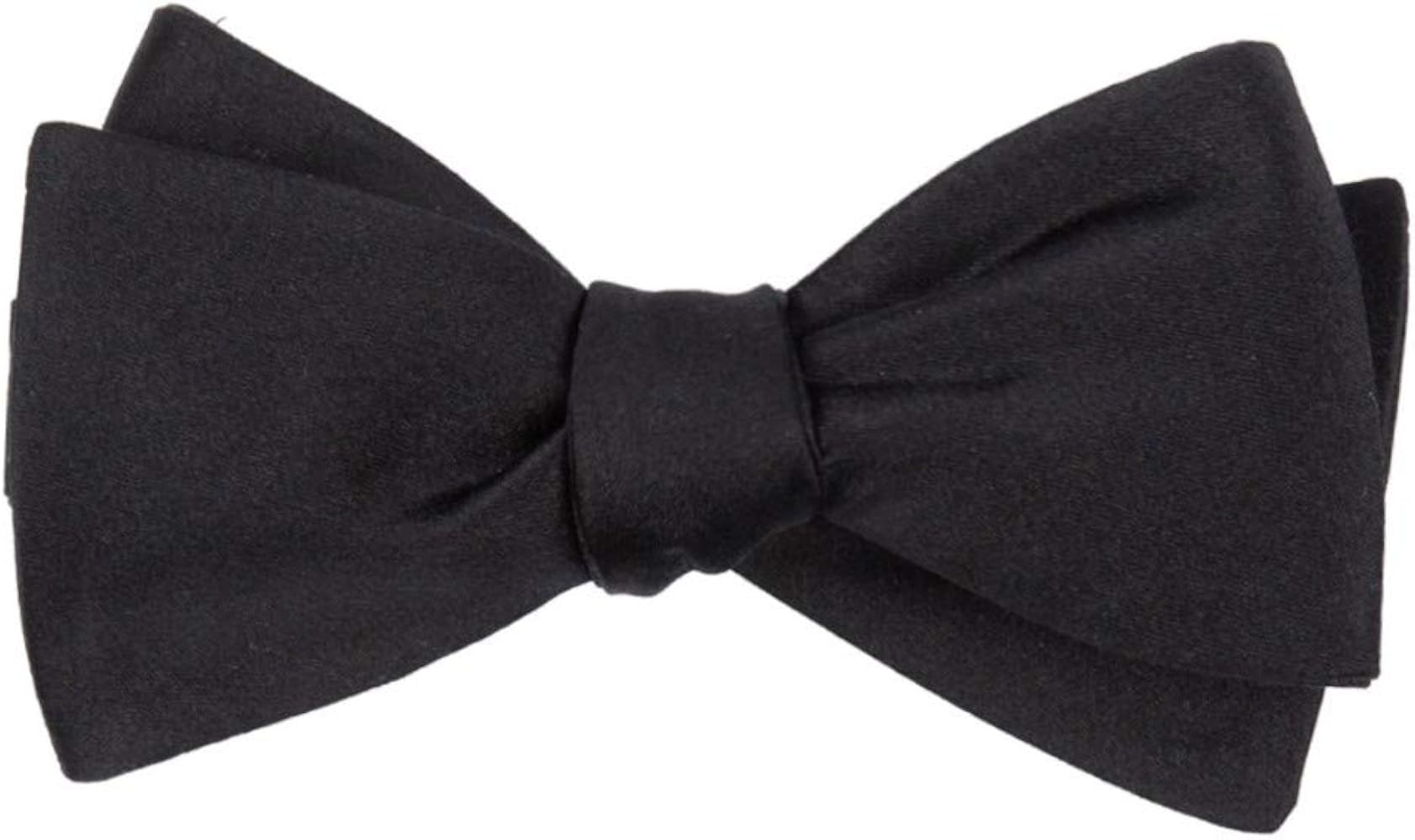 The Tie Bar 100% woven silk solid satin black slim pre-tied bow tie product photo