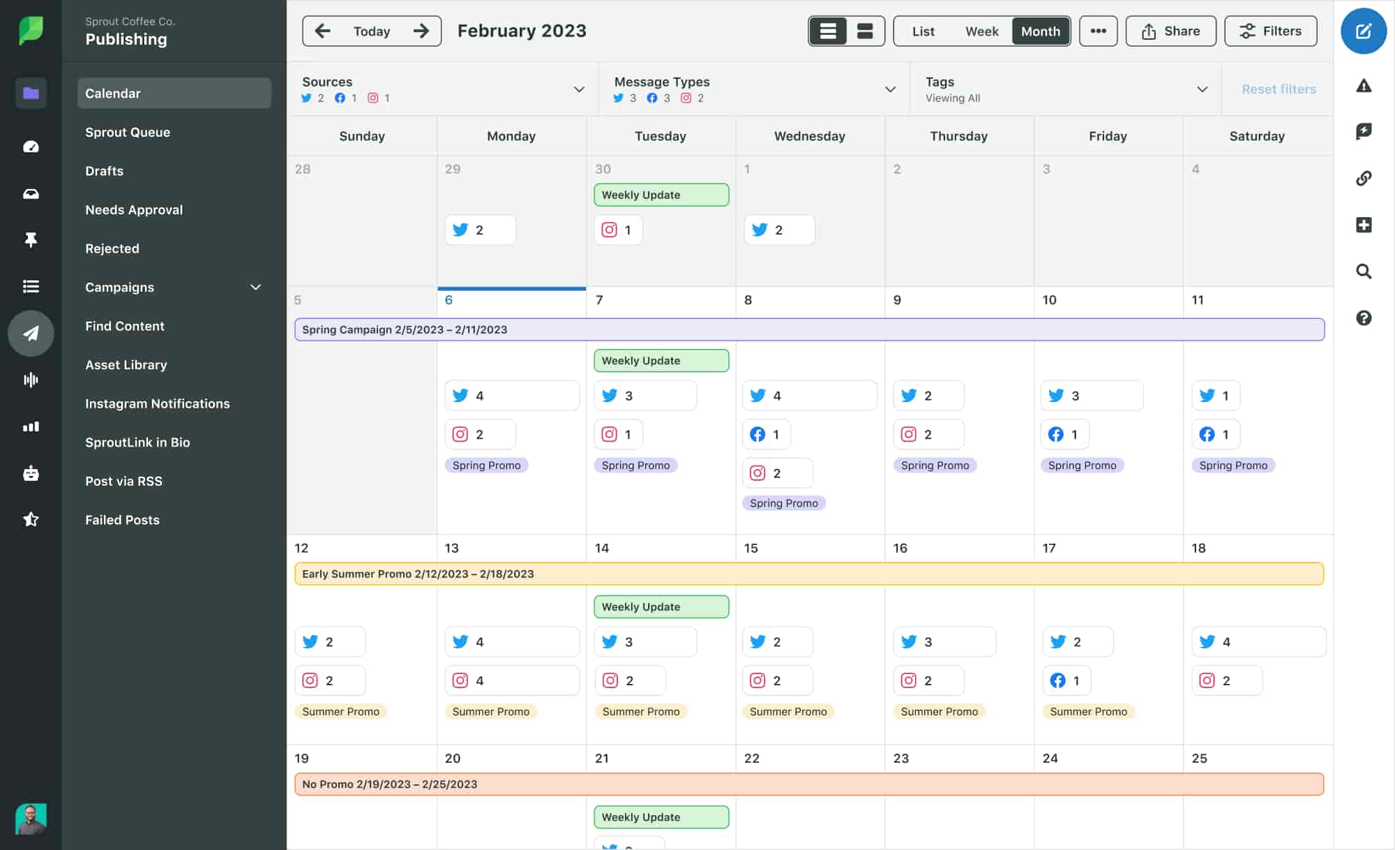 Social media management dashboard interface showing scheduling calendar and analytics widgets for marketing teams