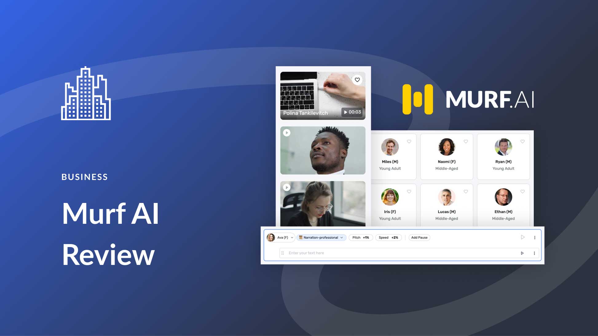 Murf AI text-to-speech voiceover platform interface designed for content creators and corporate teams