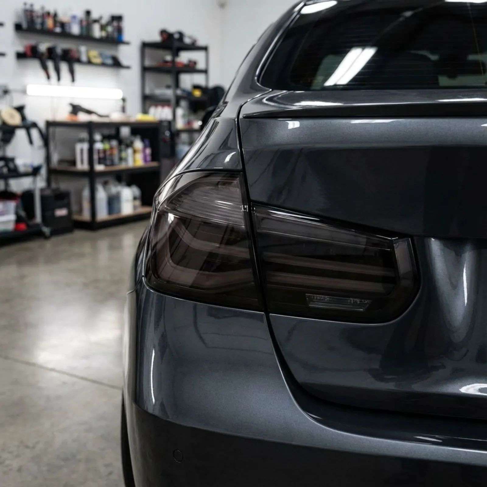 Taillight tint darkness comparison chart showing smoke to dark blackout vinyl shade levels