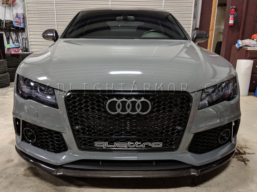 Headlight Armor protection film kit installed on Audi luxury vehicle headlight assembly