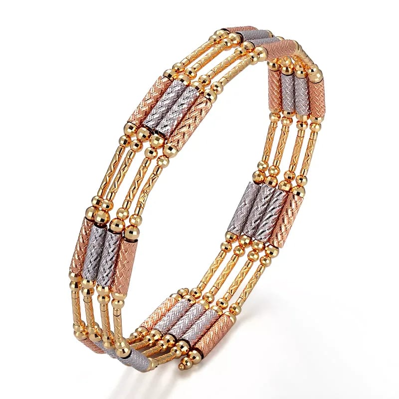 Magnetic convertible necklace-bracelet system with modular gold chain design and layered beads