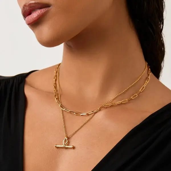 Missoma Ridge T-Bar chain necklace in 18k gold plated finish for fashion-forward styling