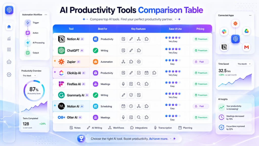 Productivity tools performance dashboard comparing CPU RAM and battery usage across applications