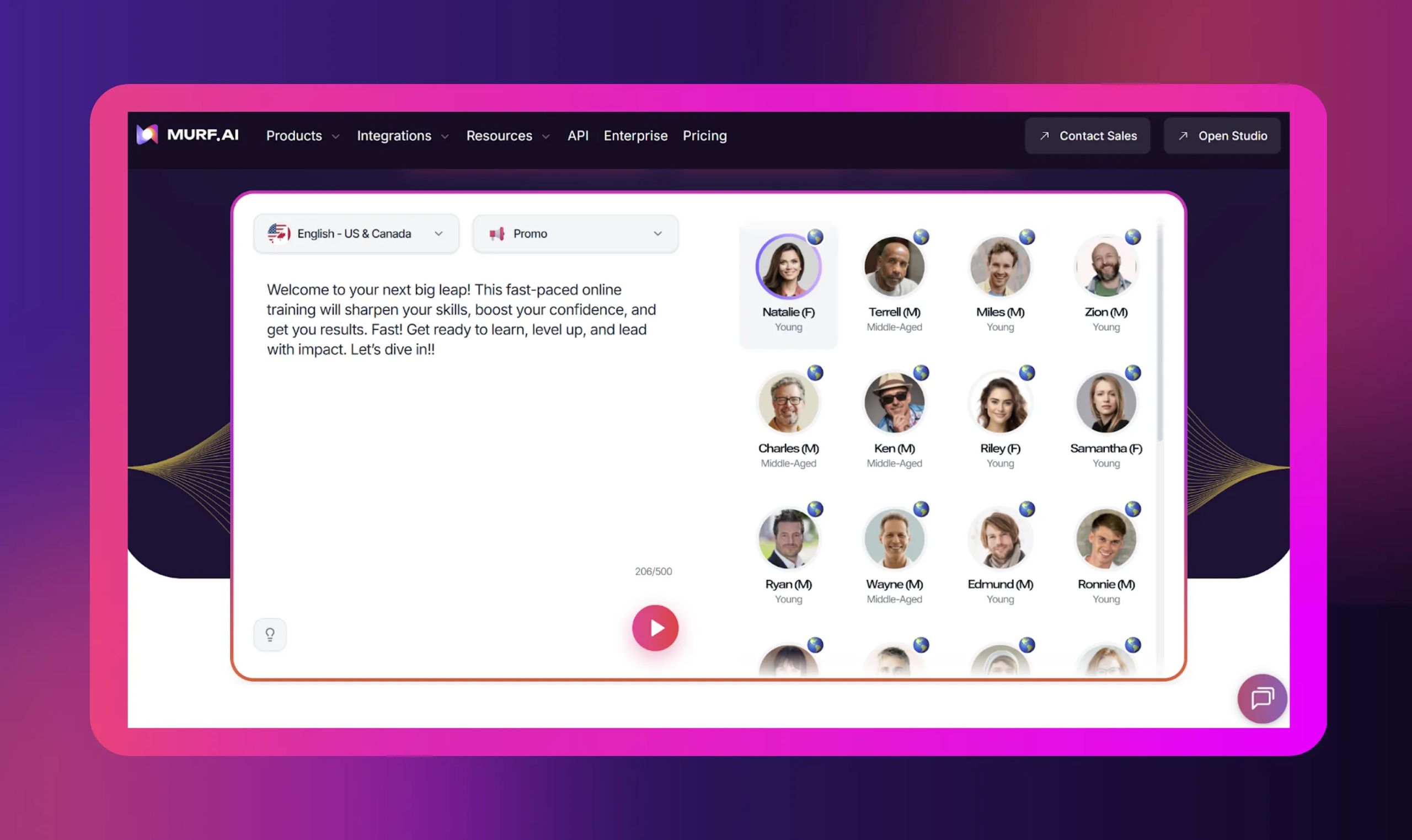 Murf AI workflow comparison showing voice generation studio with multilingual voice library and project timeline