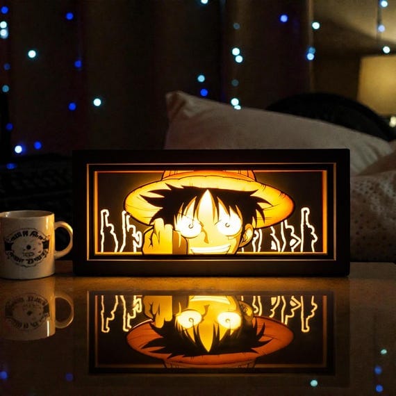 Anime LED night light desk lamp with manga inspired acrylic 3D illusion display