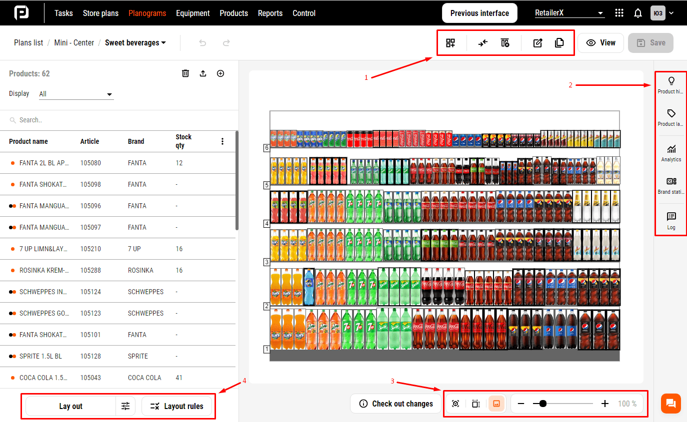 Planohero updated interface dashboard showing centralized planogram library and store management tools