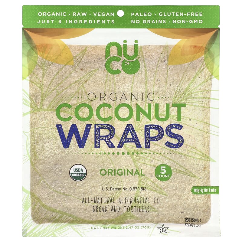 NUCO organic coconut wraps original 5-pack keto paleo gluten-free tortilla alternative