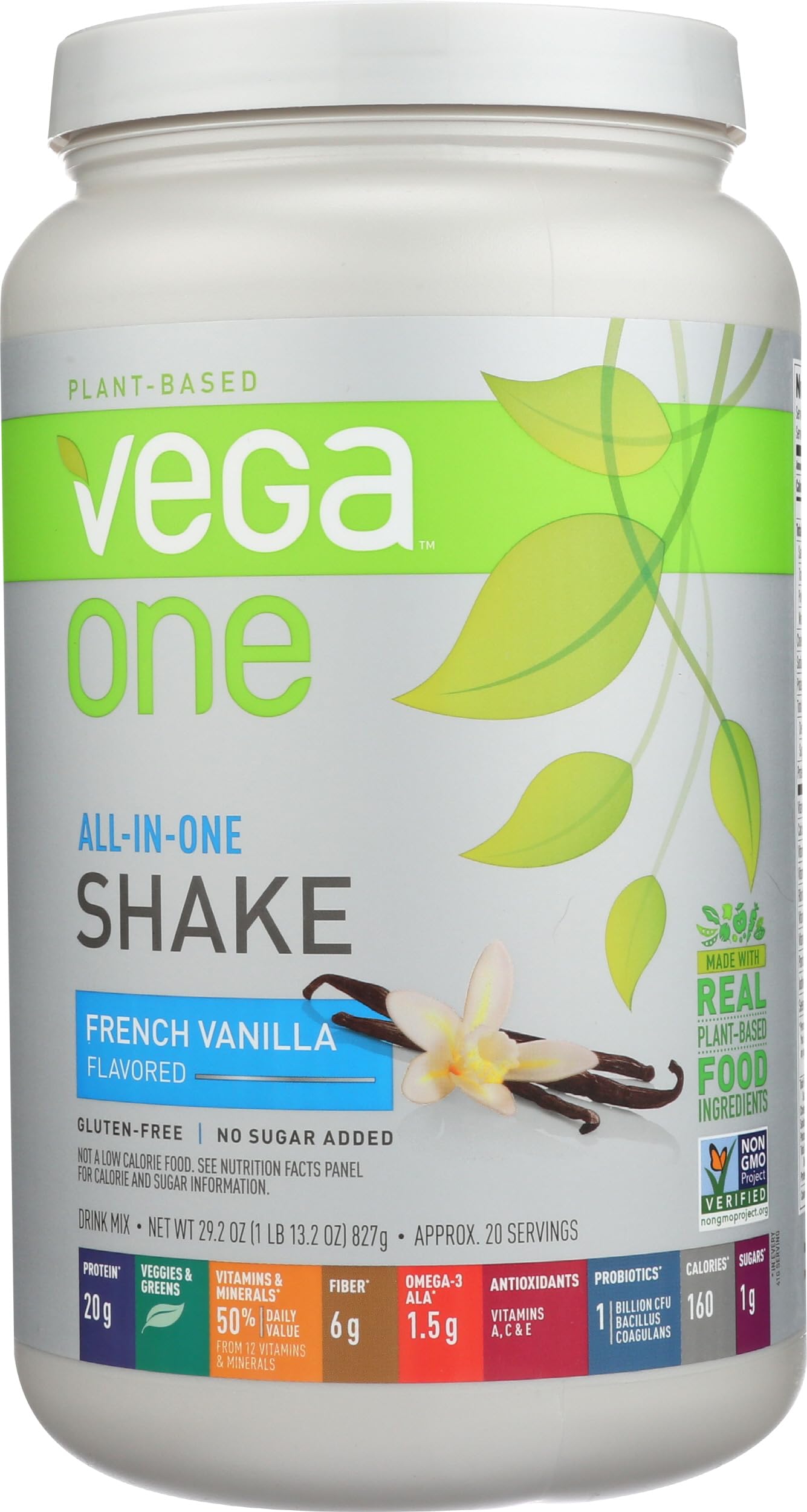 Vega One All in One Nutritional Shake French Vanilla plant based vegan protein powder container