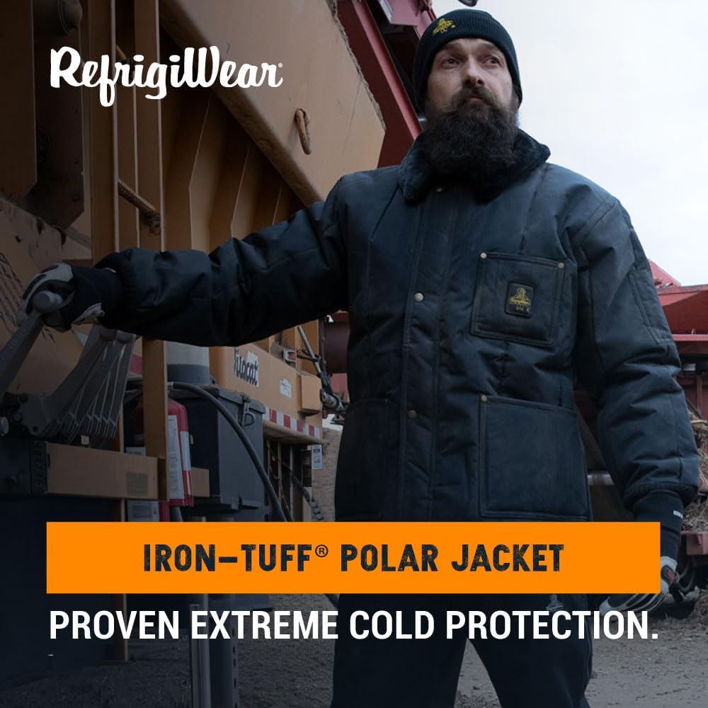 RefrigiWear Iron-Tuff Polar Jacket navy insulated workwear coat for extreme cold conditions
