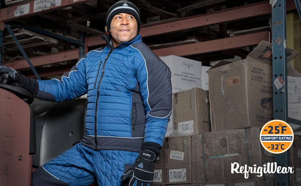 RefrigiWear Frostline insulated jacket designed for sub-zero freezer warehouse environments