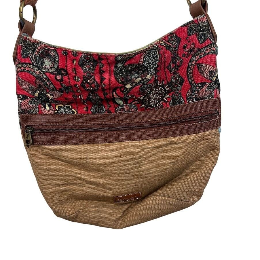 Sakroots bohemian large crossbody tote bag with signature artist circle print