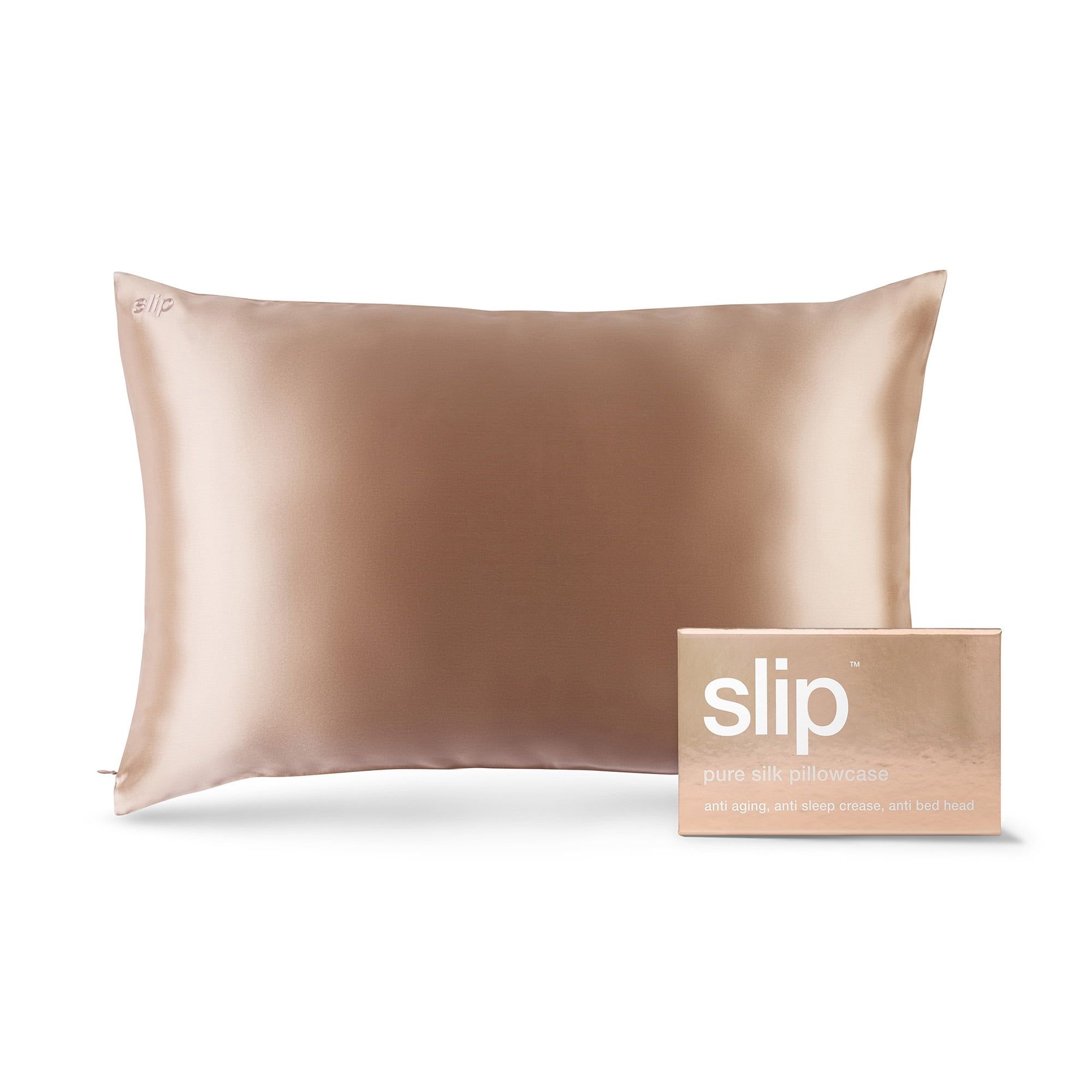 Slip pure silk 22 momme mulberry pillowcase in caramel color queen size