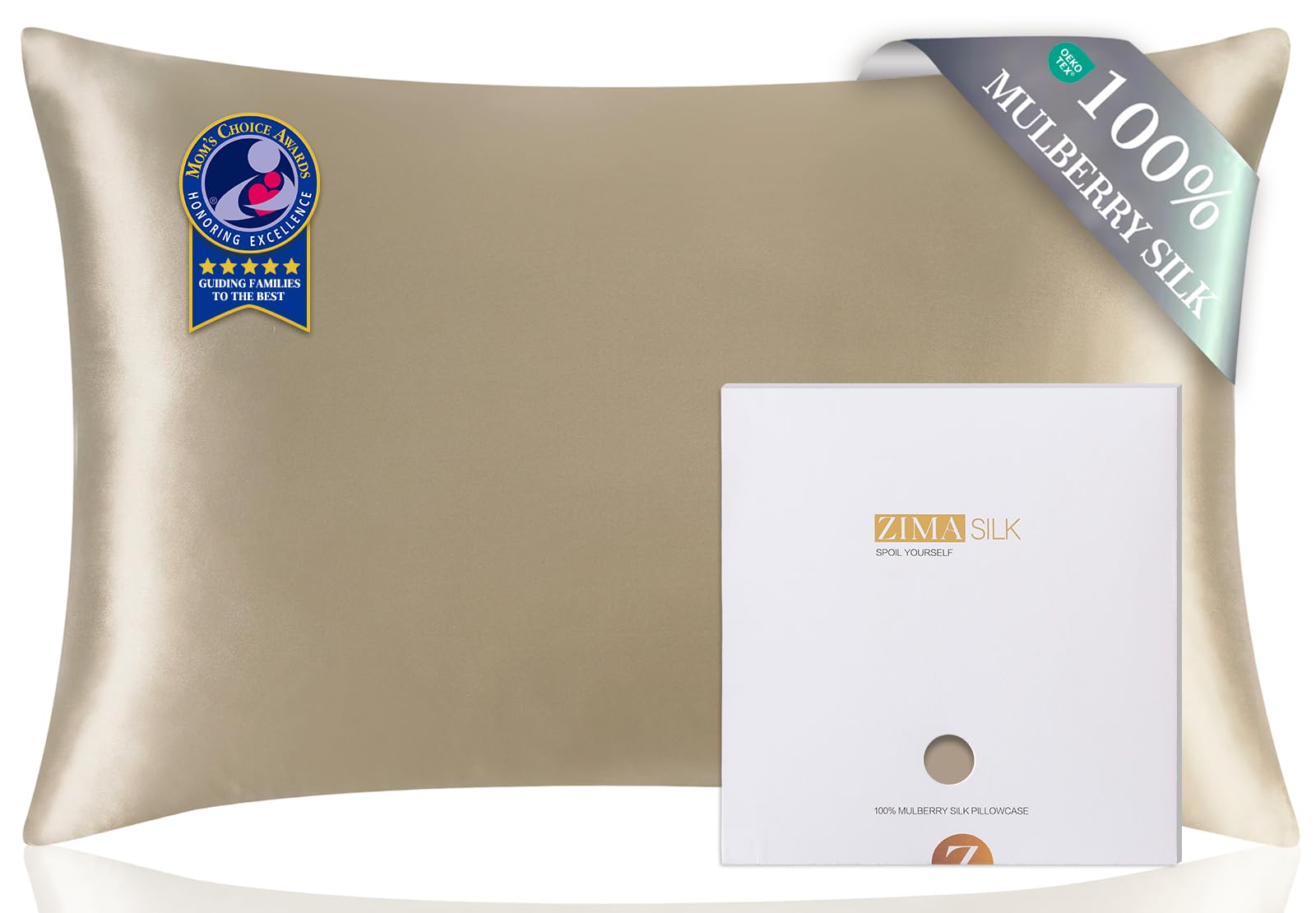ZIMASILK 100 percent pure mulberry silk pillowcase with hidden zipper in taupe