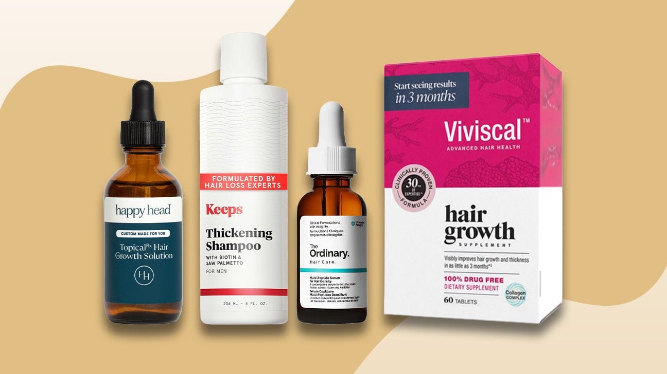 Comparison of best hair growth treatments including peptide serums and minoxidil foam