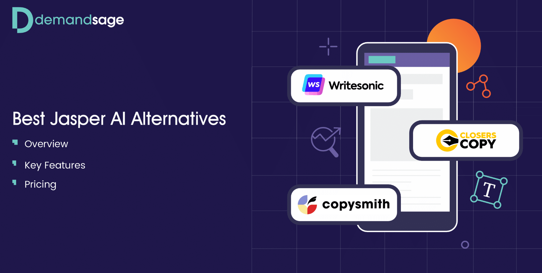 Jasper AI writer alternatives comparison chart showing competing AI content tools and features for marketers