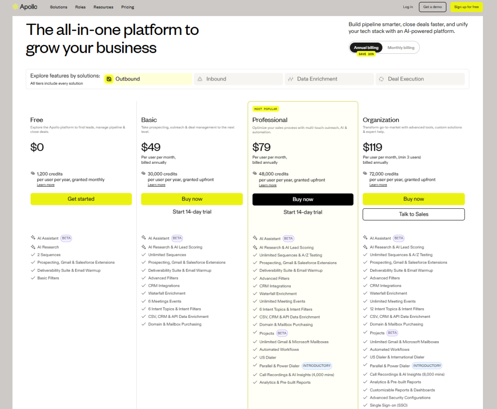 Apollo io vs Outreach sales engagement platforms comparison chart showing feature differences for B2B teams