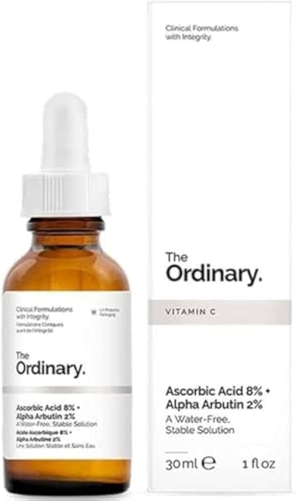The Ordinary Ascorbic Acid 8% plus Alpha Arbutin 2% water-free brightening serum bottle